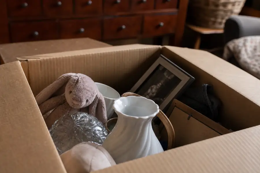 Sorting belongings in a furnished family home